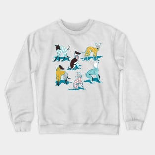 Greyhounds dogwalk // pattern // navy blue background Crewneck Sweatshirt